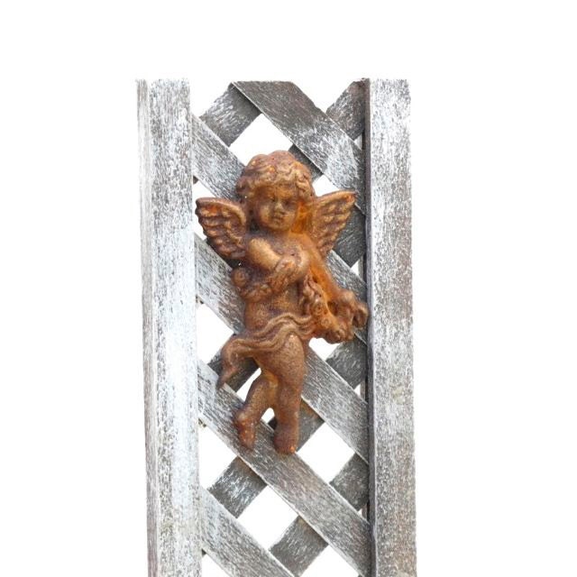 Miniature Garden Trellis with Cherub for Fairy or Terrarium, Shabby Chic