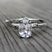 White Sapphire Twig Ring, Oval Cut in 14k White Gold
