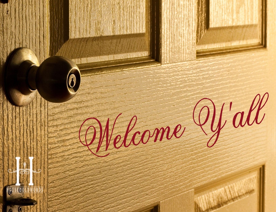 Welcome Y'all vinyl decal Country Greeting for Front door entry decor, Southern Sayings Charm
