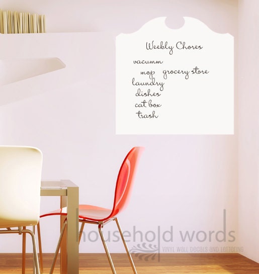 Dry Erase Wall Decal - Large 2 feet - Fancy Vintage menu board design - Removable vinyl