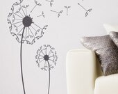 Dandelion Wall Decal Large wall sticker set with blowing seeds Nature home Decor Flower wall art , office, kids rooms, dorm and more