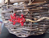 Needle Tatted Lace Cardinal Earrings  Perfect gift for Mother's Day or Bird Lovers