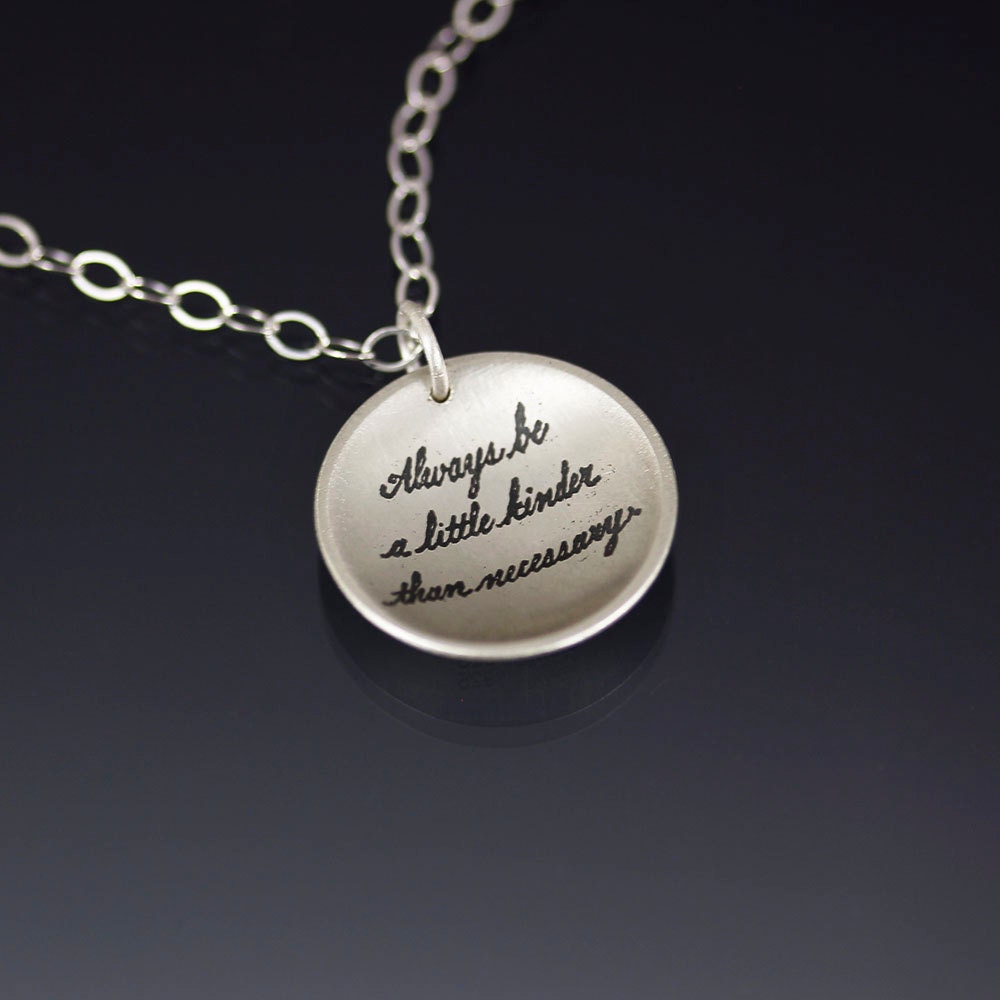 Small Be Kinder Necklace - etched inspirational quote