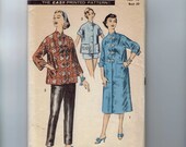 1950s Vintage Sewing Pattern Advance 7824 Misses Mandarin Collar Robe Pajamas Size 12 Bust 30 50s