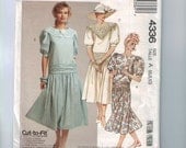 1980s Misses Sewing Pattern McCalls 4336 Drop Waist Wide Collar Party Dress Size 6 8 10 Bust 30 1/2 31 1/2 32 1/2 80s 1987 UNCUT