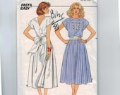 1980s Misses Sewing Pattern Butterick 3223 Misses Back Wrap Cap Sleeve Dress Size 6 8 10 Bust 30 1/2 31 1/2 32 1/2 80s 1985 UNCUT
