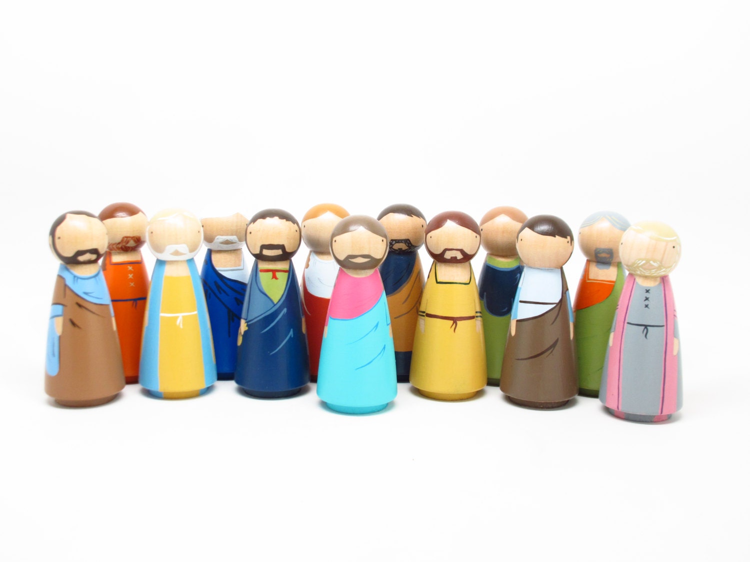Wooden Peg Dolls The Last Supper - Wooden Dolls - Easter Basket Gift Ideas - Girls Peg Dolls