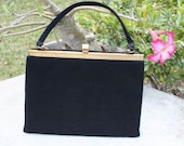 VINTAGE Mayer New York 60s black plush handbag - like new