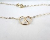 14K Gold pretzel necklace Gold love knot necklace Gold necklace Gold jewelry Mother's Day gifts for her