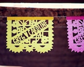 Mexican Wedding Papel Picado Banners . LOS NOVIOS (3 banners) featured in Brides Magazine