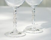 Red Wine Glasses Beaded in Silver Swirls, Swarovski Crystal, Ivory Pearls And Glass Beads SET OF 2