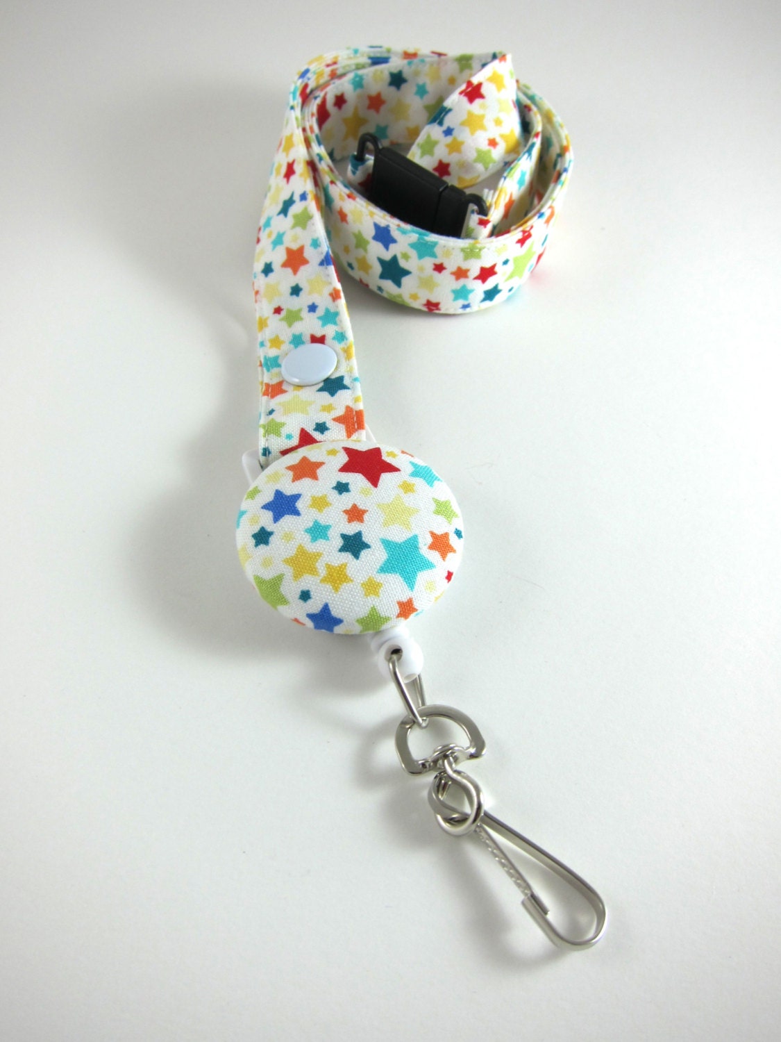 Fabric Lanyard with Retractable Badge Reel - ID Badge Holder - Stars