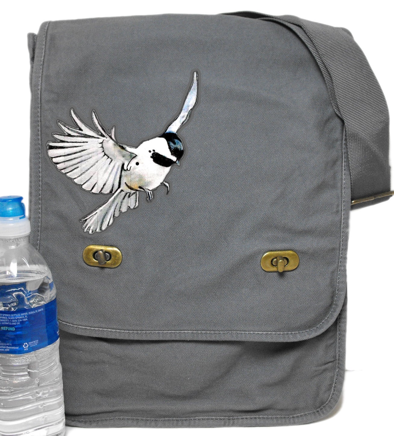 Chickadee Bird Print Field Messenger Bag