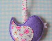 Purple and Pretty Floral Lavender filled Hanging Bird Decoration