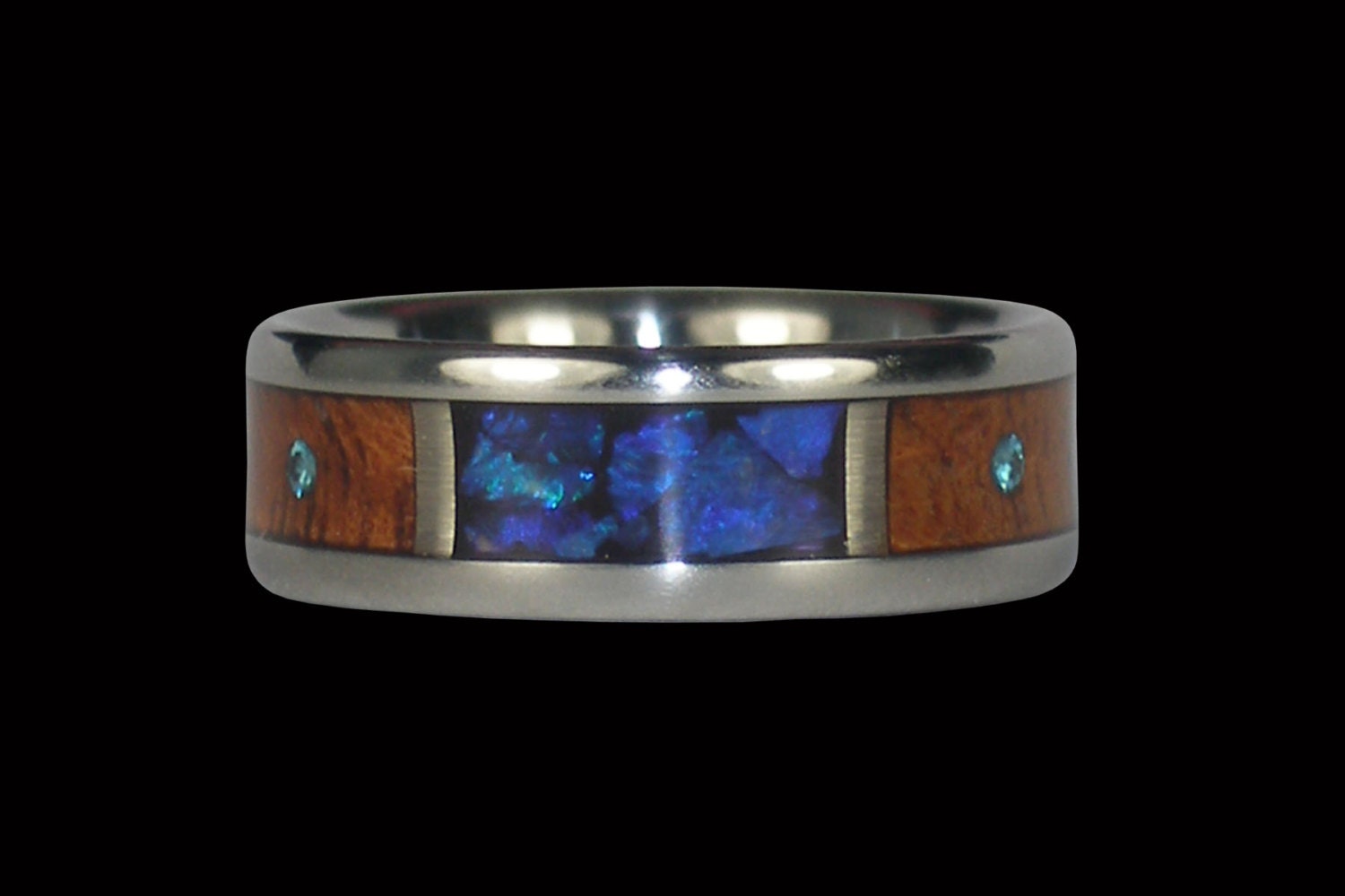 Blue Diamond Titanium Wedding or Anniversary Ring