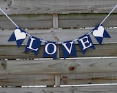 Love Banner in Navy Blue and White