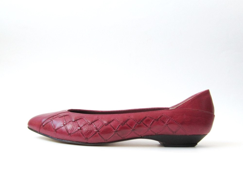 Vintage Calico Mulberry Pink Boho Kitten Heels Flats Shoes