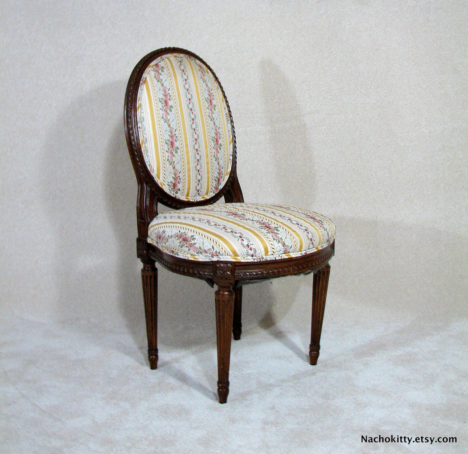 1900s Upholstered Side Chair, Gorgeous Fabric, Hardwood