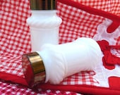 Vintage Salt Pepper Shakers Milk Glass Farmhouse Spice Jars