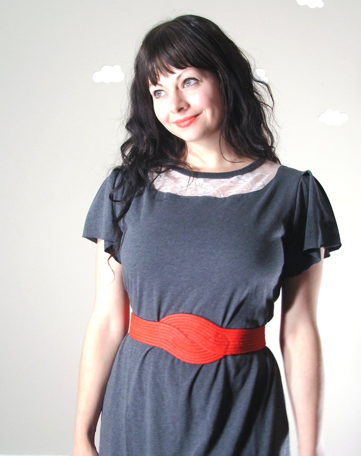 Custom eco tunic dress cotton lace cutout inset flirty casual made to order LOVE & LACE