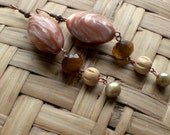 Naturally Neutral Cream & Caramel Wood Earrings - Wood Jewelry - stoneandbone