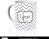 Personalized Ceramic Mug / Small Chevron / Coffee Mug / Gift / Neighbor Gift / Co-worker Gift / Friend Gift