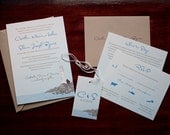 Nautical Lighthouse Seaside Wedding Invitation Sample - "Portland"