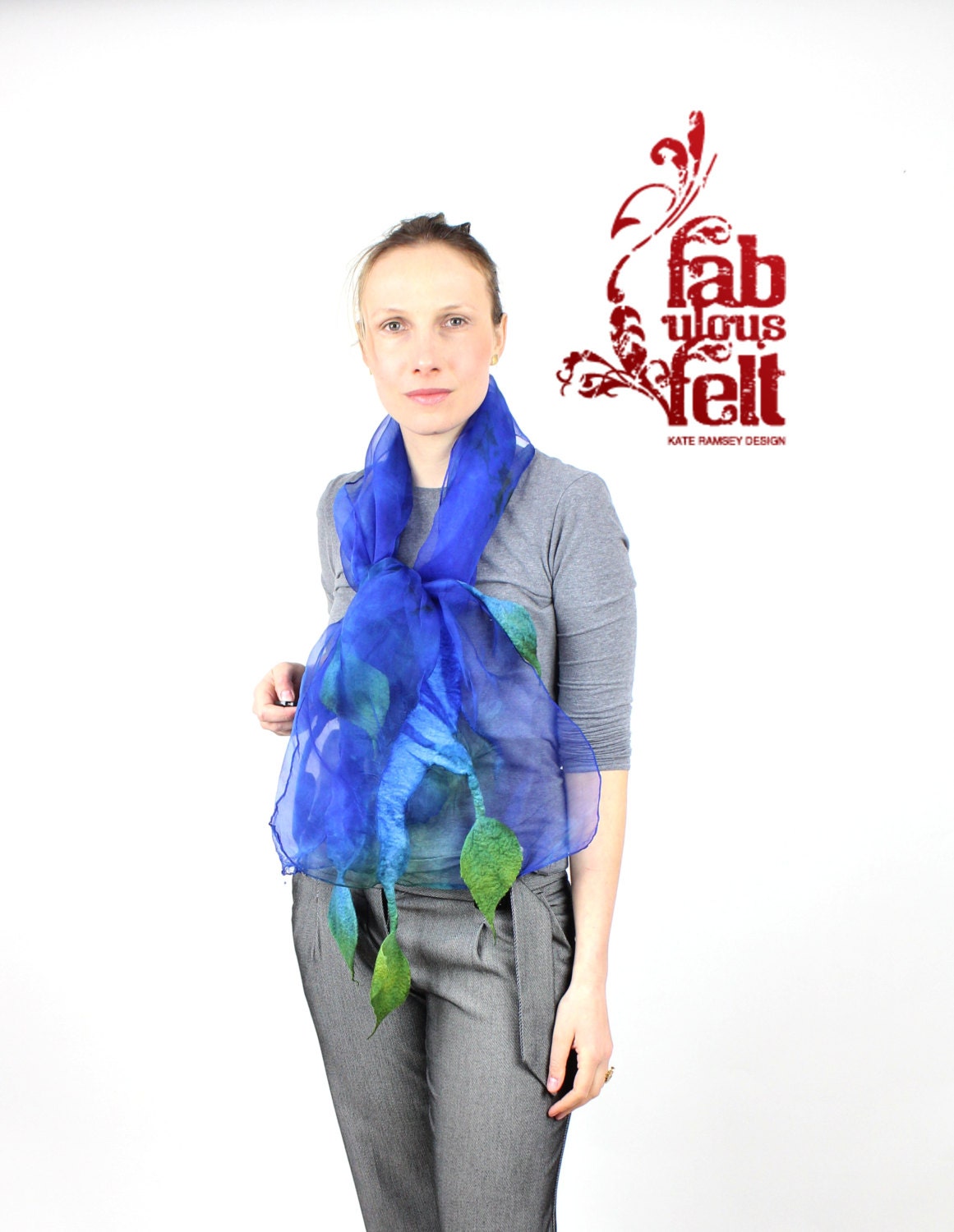 REDUCED second quality Felted scarf NEW collection 2013 special and wears marvelously blue green