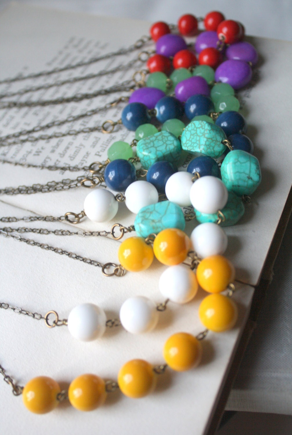 White Glass Bead Layering Necklace- Simple, Modern, Bright, Summer, Handmade Jewelry- Candy Parade Necklace in White