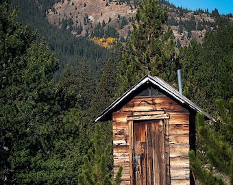 Colorado Photography -Primitive Outhouse -8x12 Print -Rustic Decor -Bathroom Decor -Rocky Mountain -Americana -Fine Art Photography