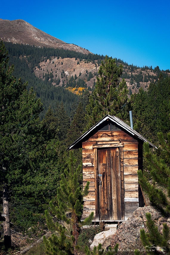Colorado Photography -Primitive Outhouse -8x12 Print -Rustic Decor -Bathroom Decor -Rocky Mountain -Americana -Fine Art Photography