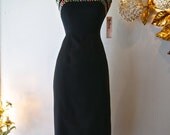 50s Dress // Vintage 1950s Anne Fogerty Needlepoint Floral Dress S