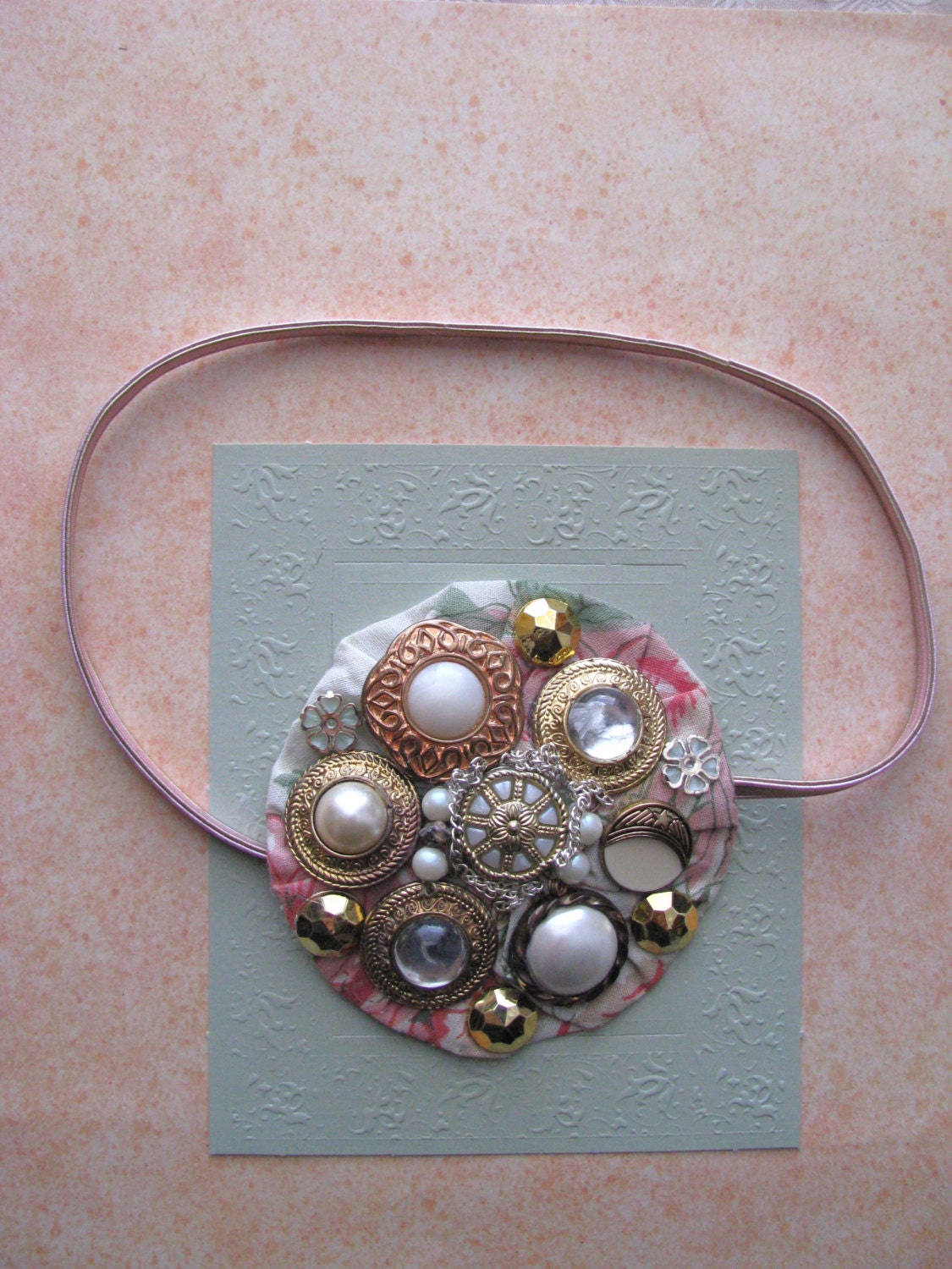 Hippie Button Headband, Stretchy Elastic Headband, Hair Accessories, Boho Chic Headband, Handmade Anthropologie Inspired Hair ,Yellow, Gold,