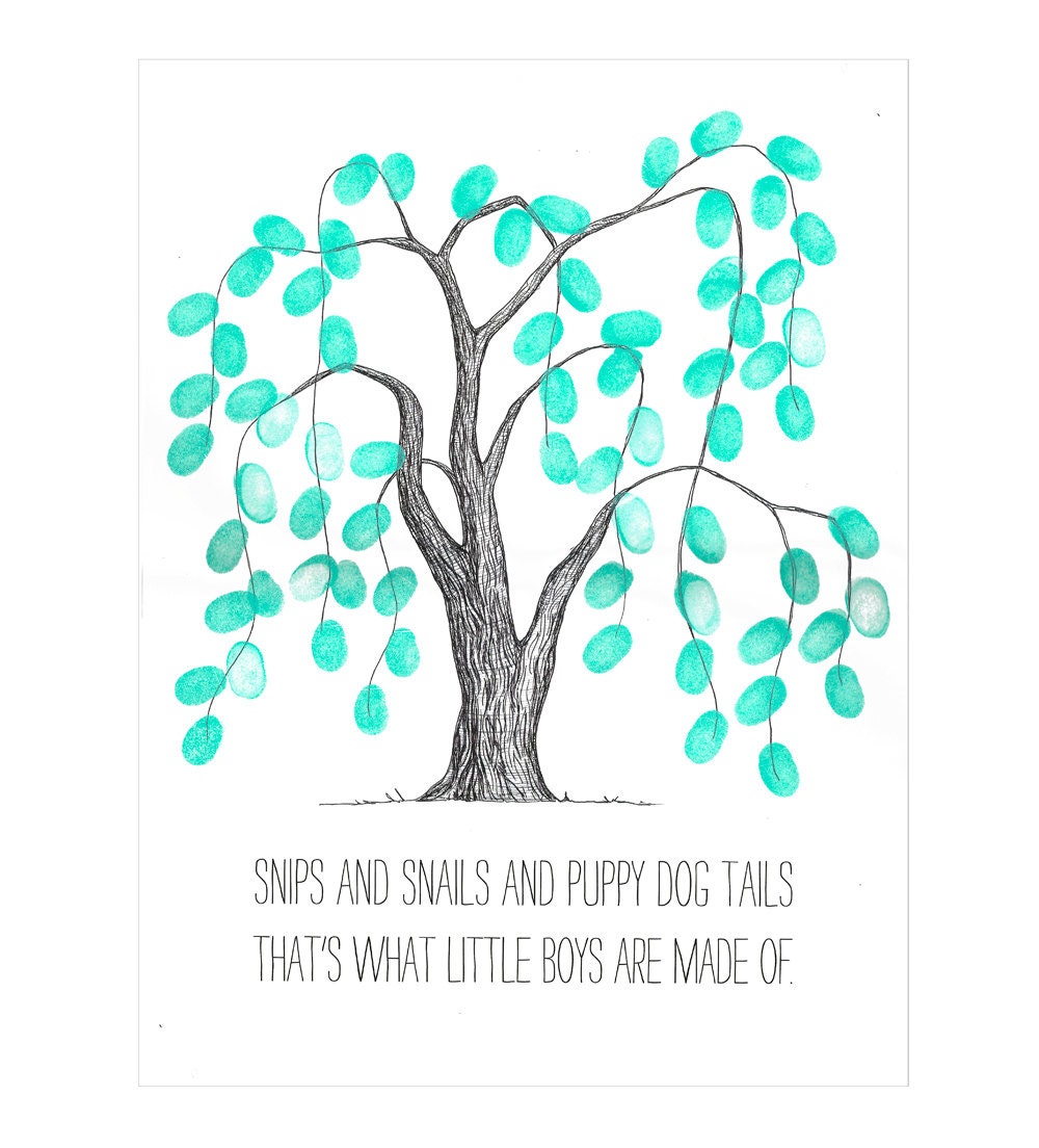 Weeping Willow Thumbprint Tree Guestbook Poster - Baby Shower  - Personalized Nursery Wall Art