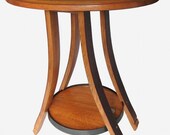 Cricket, oval recycled oak wine barrel end or side table, 4 legs