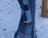 AWE Born Again Jeans Hippie Patchwork Mega Flare One of a Kind Jeans