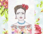 Dreaming in Color (Frida with Flowers)... Fine Art Print