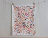 Garden Party Florals in Corals - Linen Cotton blend Tea Towel 18 x 24 inch