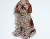 Beaded Brown ITALIAN SPINONE rare dog art pin/ pendant / brooch (Made to Order)