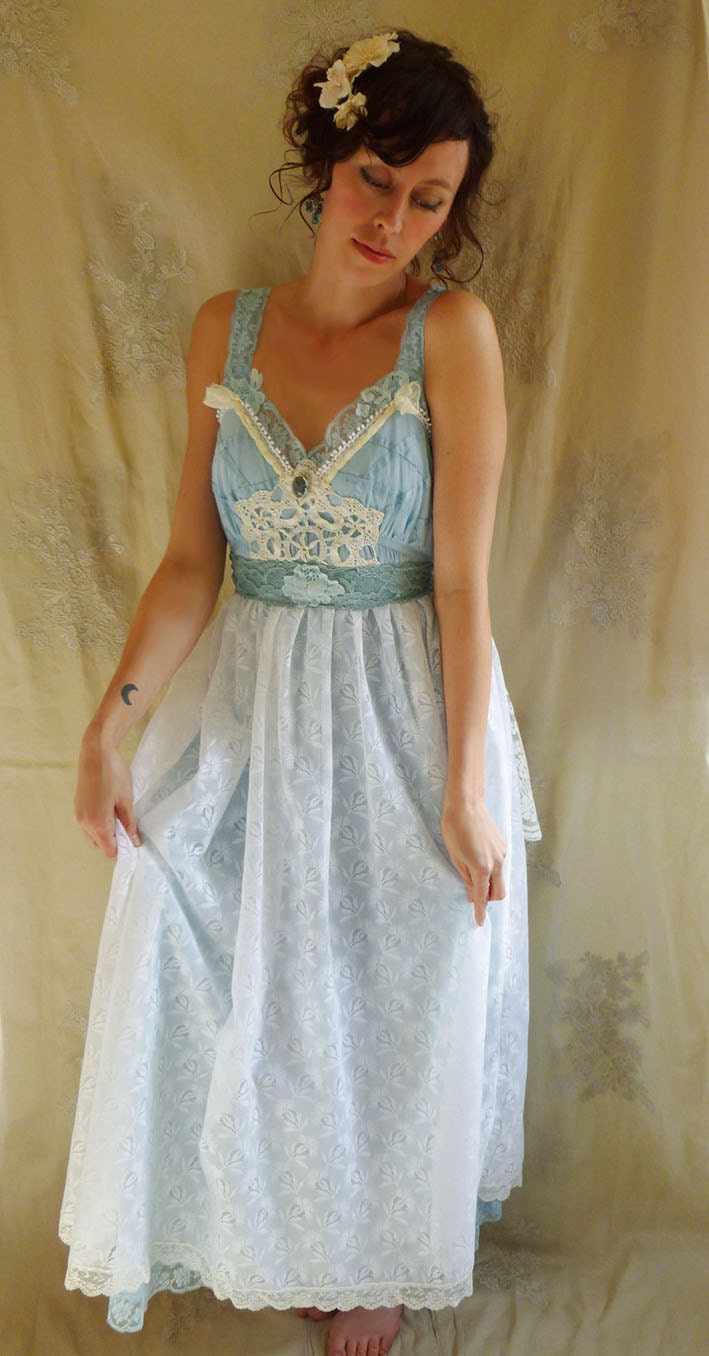 Fae Wedding Gown or Formal Dress... Size Large... fairy whimsical fantasy alternative hippie eco friendly recycled free people