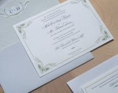Rustic Wedding Invitation - vintage, rustic, victorian flourishes, traditional, elegant, monogram envelope liner
