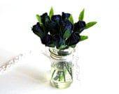 Gothic Black Rose Necklace / Sterling Silver / Handmade Flower Pendant / Vintage Victorian Retro Style