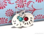 Hand Stamped Name Necklace, Personalized Sterling Silver 2 Names