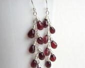 Garnet Earrings Long Cascade Style