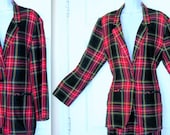 Vintage Jacket Plaid Blazer Stewart Tartan Lined SBM Sport