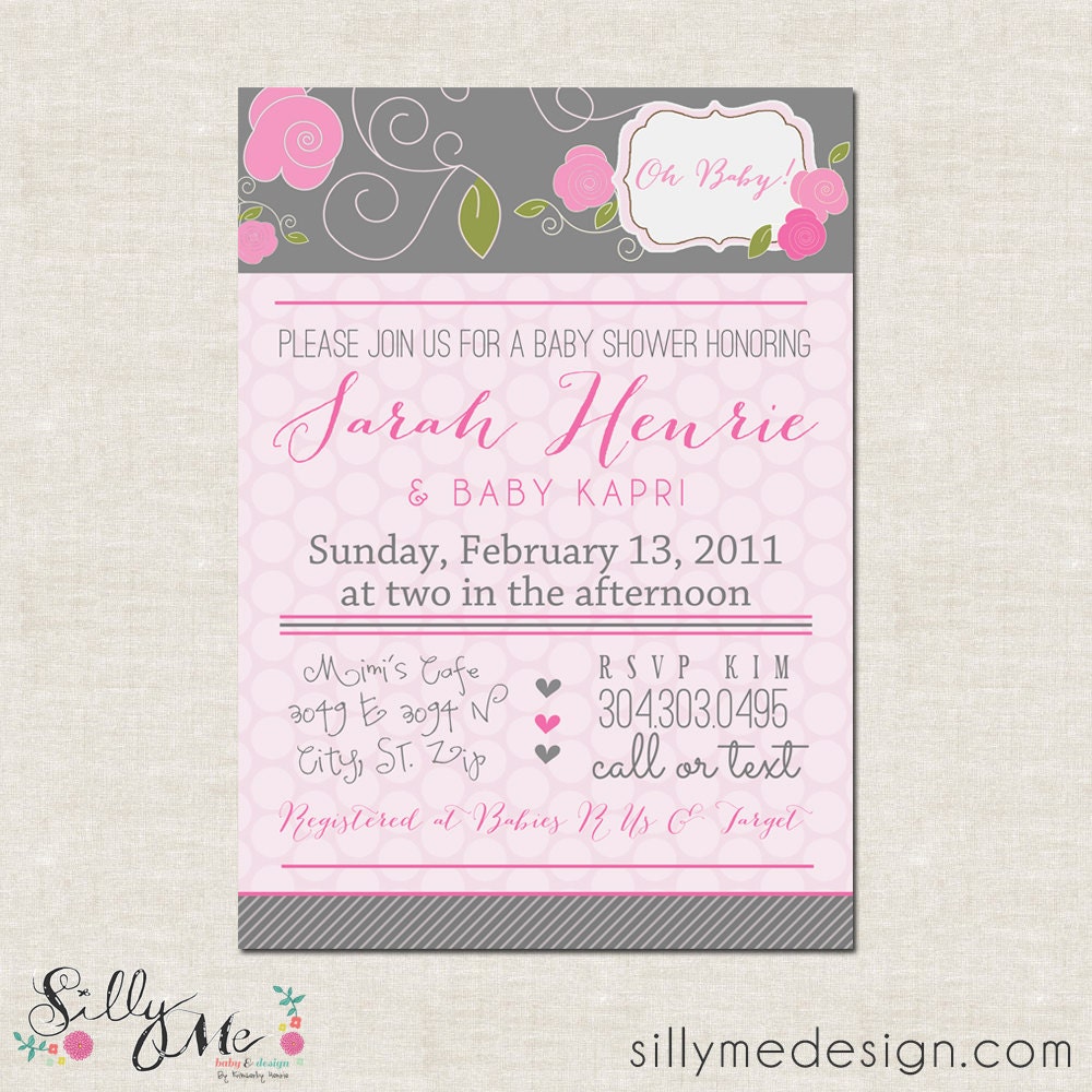 Roses-Custom Baby Shower invitation, Bridal Shower Invitations