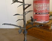 Nikki - Bird Jewelry Stand Tree with branches and 2 birds - distressed vintaged brown