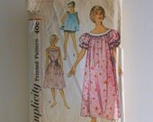 Women's Muu Muu, Nightgown and Panties Size 10-12 Vintage 1950s Simplicity 2566 Sewing Pattern