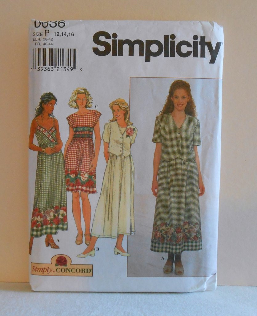 Women's Full Skirt Dress & Jacket Size 12-14-16 UNCUT Simplicity 0636 "Simply Concord" Sewing Pattern