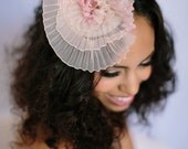 Bridal Mini Hat, Pink and Blush Fascinator, Wedding Headpiece, Bridal Hair Piece, Silk Flower Hair Piece: Jessi, Ships in 1 Month